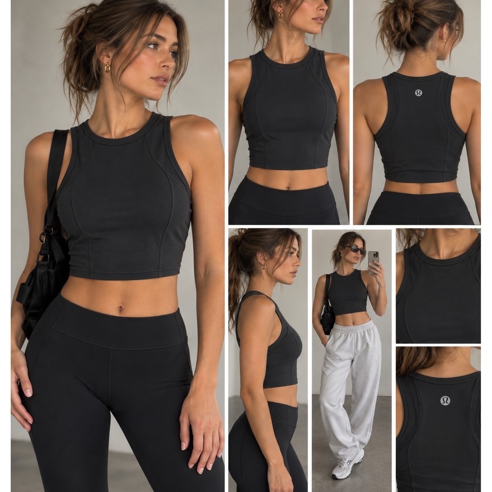Lululemon Everlux High-Neck Train Tank Top Black Size 10 LW1EWDU